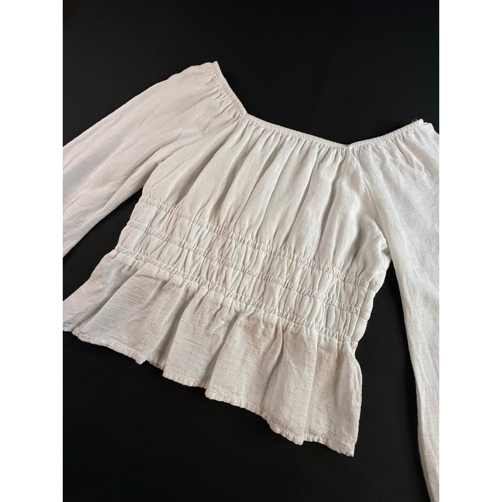 Art Class Girls White Smocked Peasant‎ Top Long Sleeve Boho Blouse Size L 10/12
